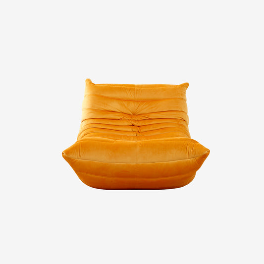 Ducaroy Fireside Chair Suede Fabric Ripple Lounger - Velvet Orange