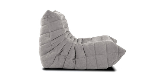 Ducaroy Fireside Chair Suede Fabric Ripple Lounger - Light Gray