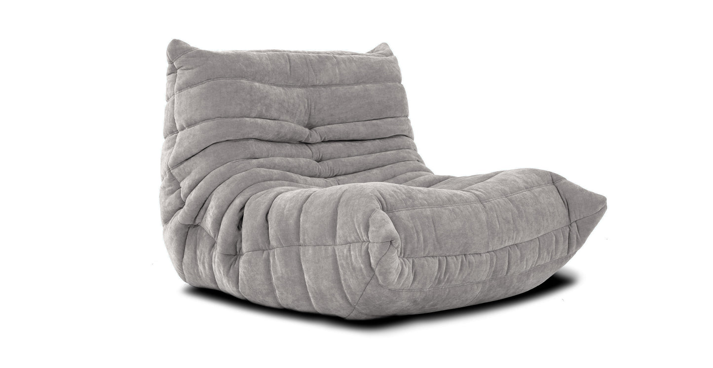 Ducaroy Fireside Chair Suede Fabric Ripple Lounger - Light Gray